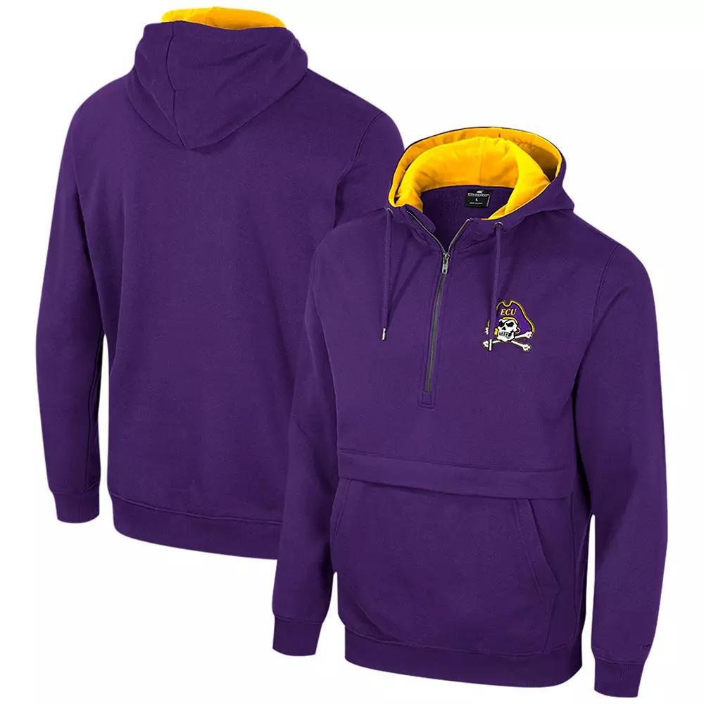 Men's Colosseum Purple ECU Pirates Team Half-Zip Pullover Hoodie, Size: Medium, Ecu Purple Product Image