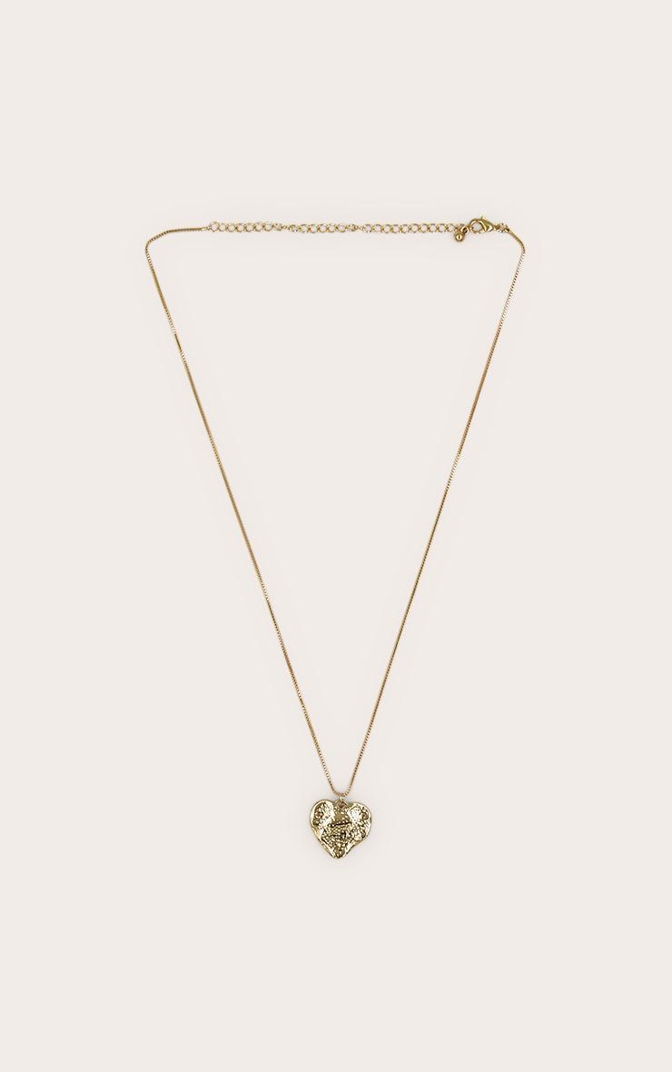 Gold Plated Textured Heart Locket Necklace Product Image