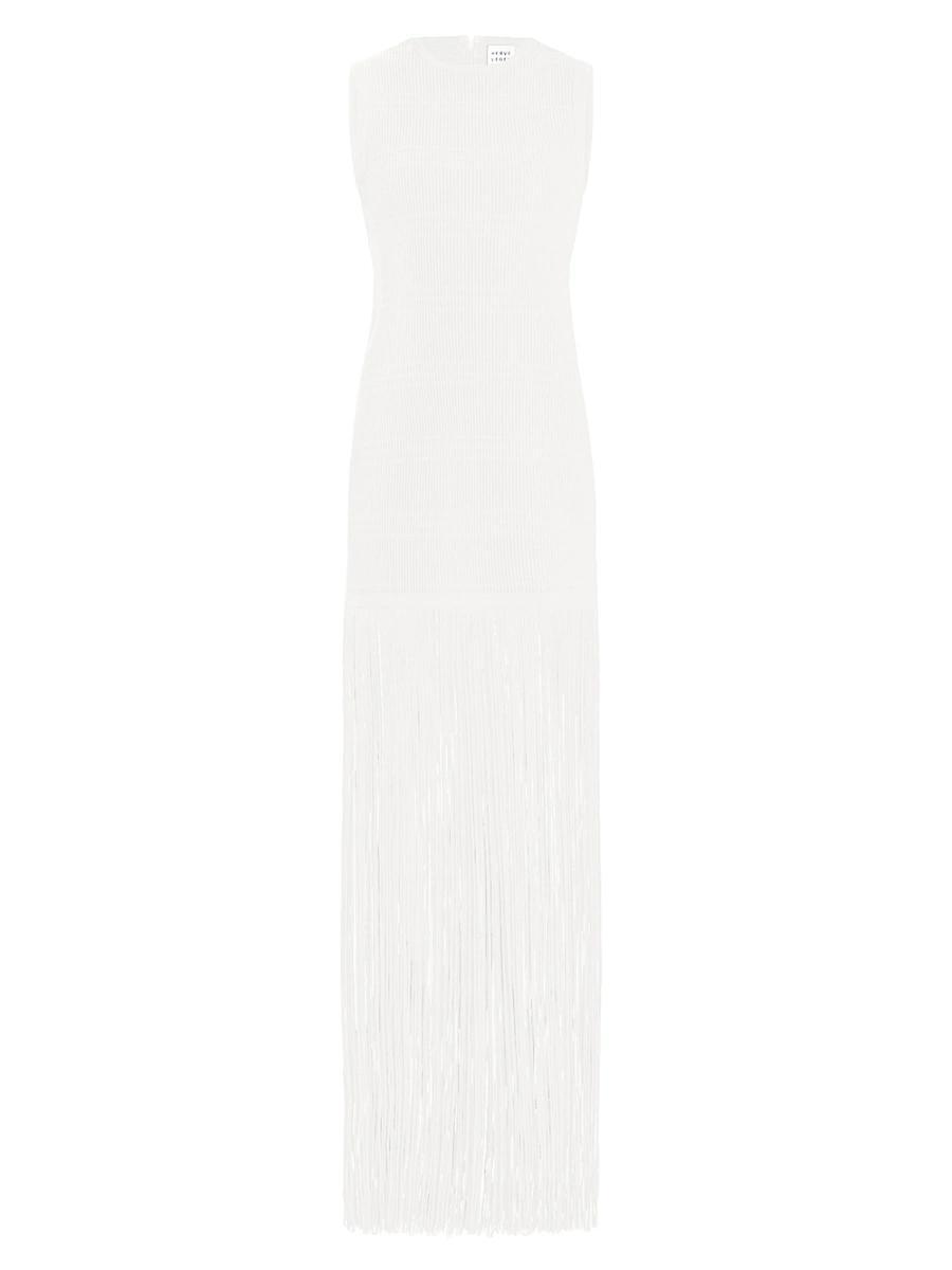 Womens Ottoman-Knit Fringe Maxi Dress Product Image