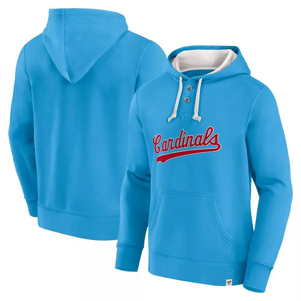 Men's Fanatics Branded Light Blue St. Louis Cardinals Plan for Adversity Henley Fleece Pullover Hoodie, Size: XL Product Image