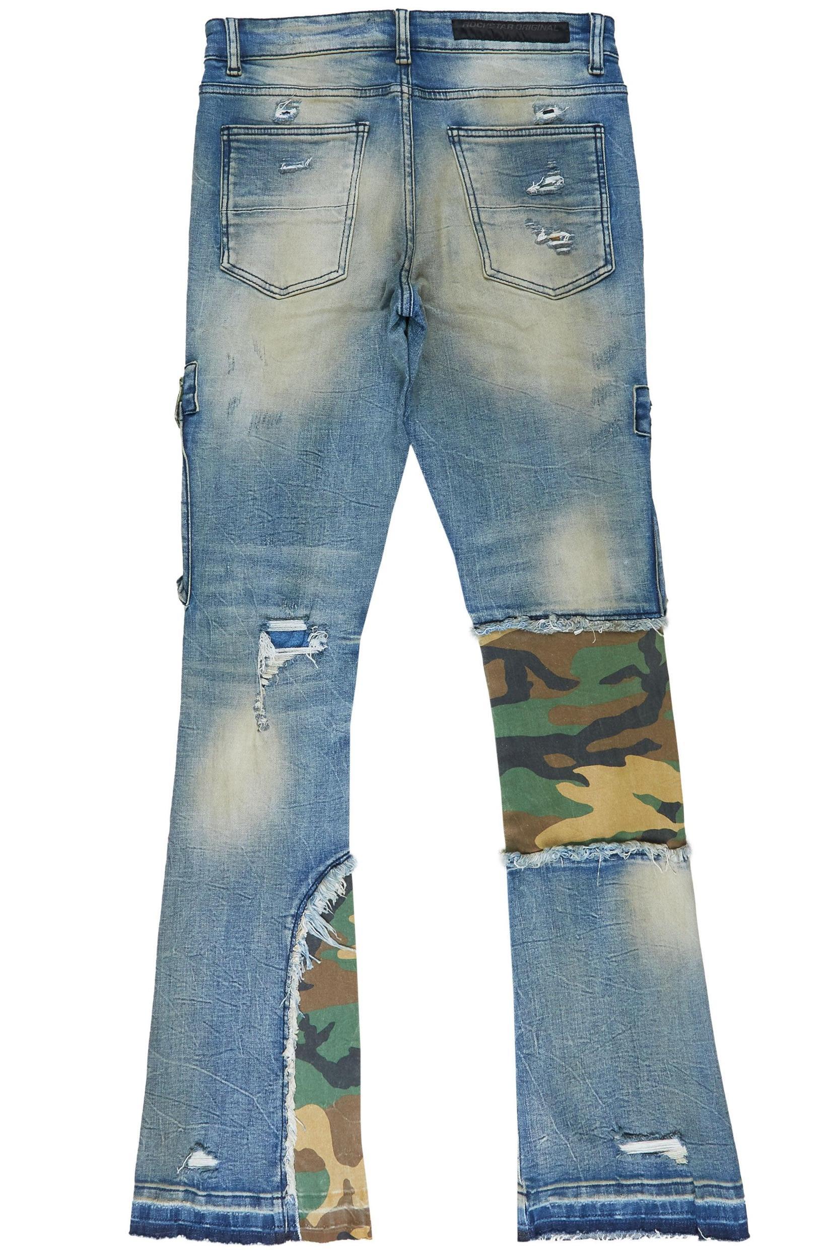 Zeta Blue Stacked Flare Jean Male Product Image