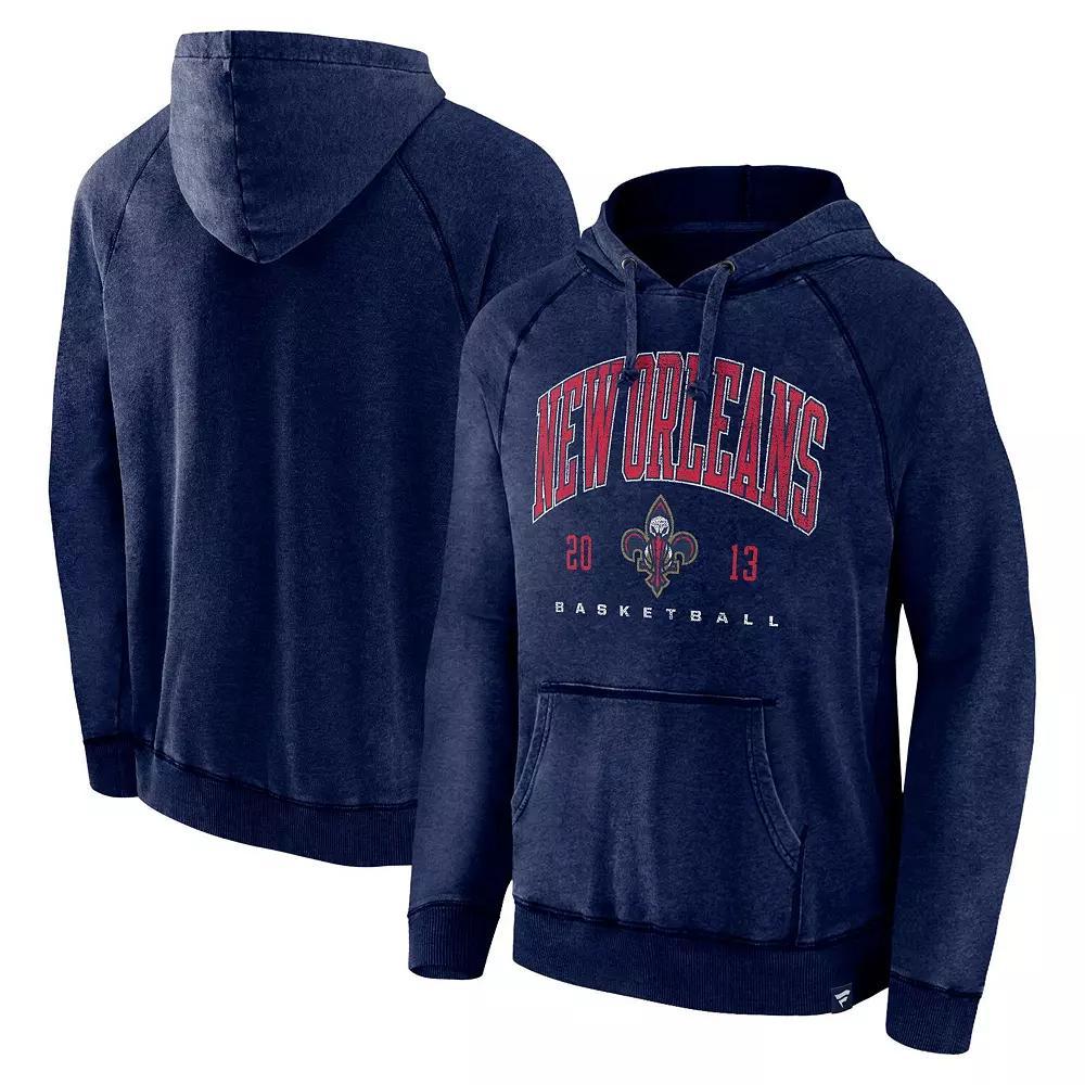 Men's Fanatics Branded Heather Navy New Orleans Pelicans Foul Trouble Snow Wash Raglan Pullover Hoodie, Size: Small, Blue Product Image