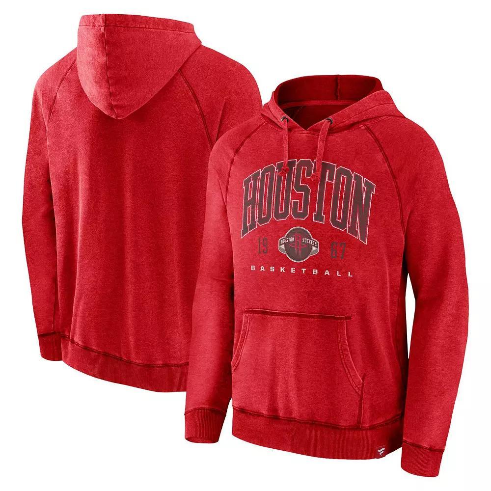 Men's Fanatics Branded Heather Red Chicago Bulls Foul Trouble Snow Wash Raglan Pullover Hoodie, Size: Large Product Image