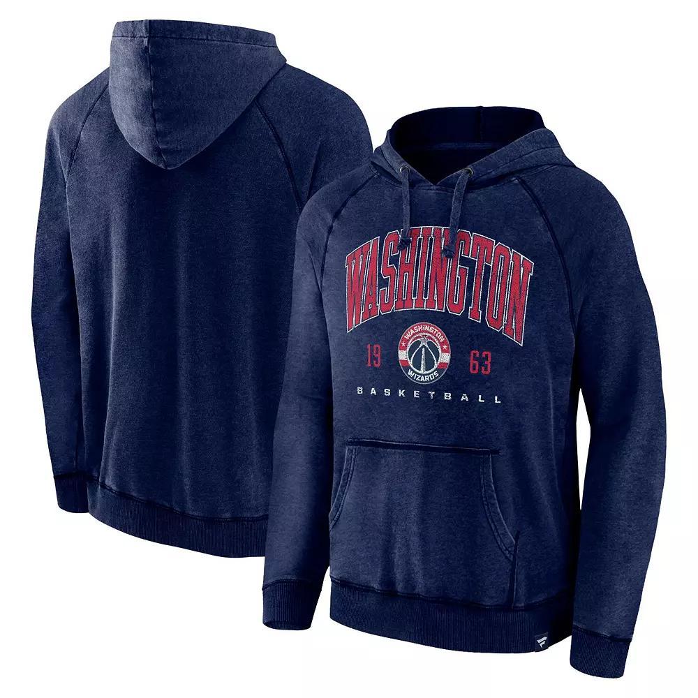 Men's Fanatics Branded Heather Navy Washington Wizards Foul Trouble Snow Wash Raglan Pullover Hoodie, Size: Small, Wiz Blue Product Image