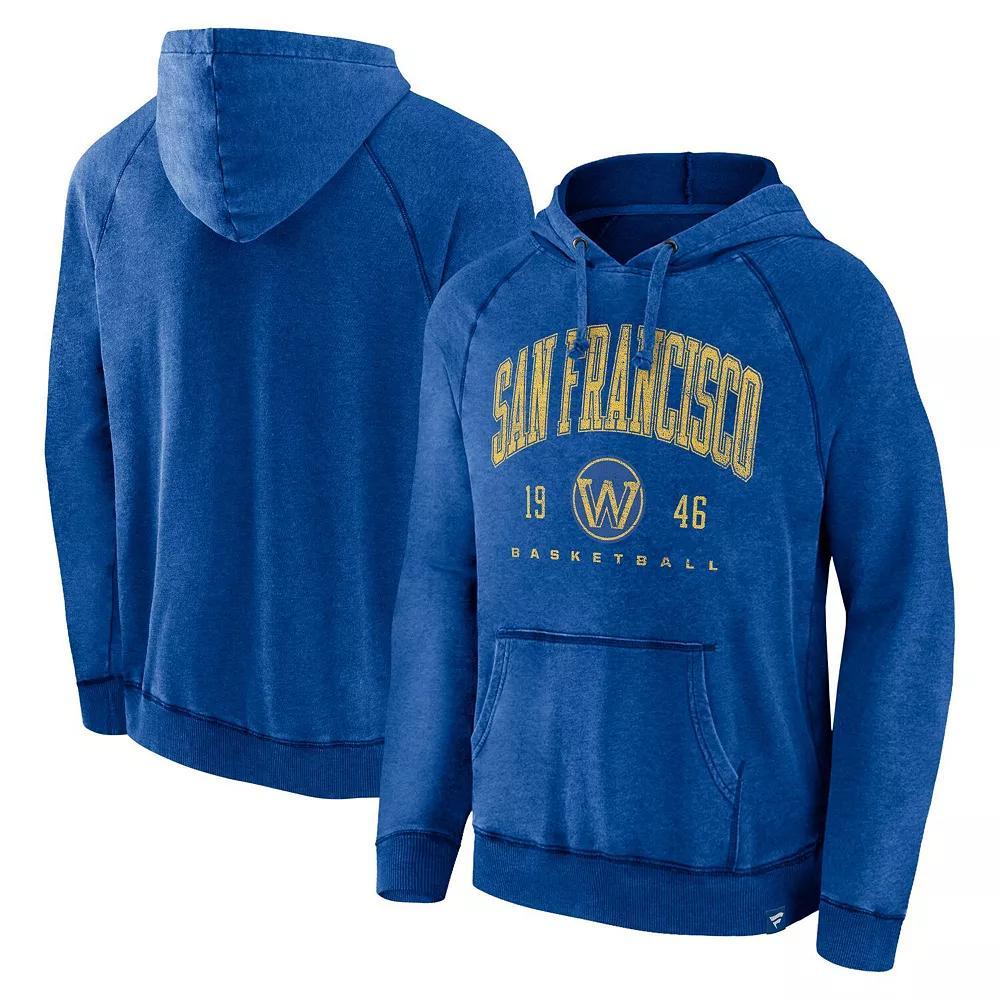 Men's Fanatics Branded Heather Royal Golden State Warriors Foul Trouble Snow Wash Raglan Pullover Hoodie, Size: Medium, Blue Product Image