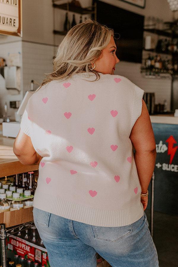 Hugs And Kisses Vest Top in Cream Curves Product Image