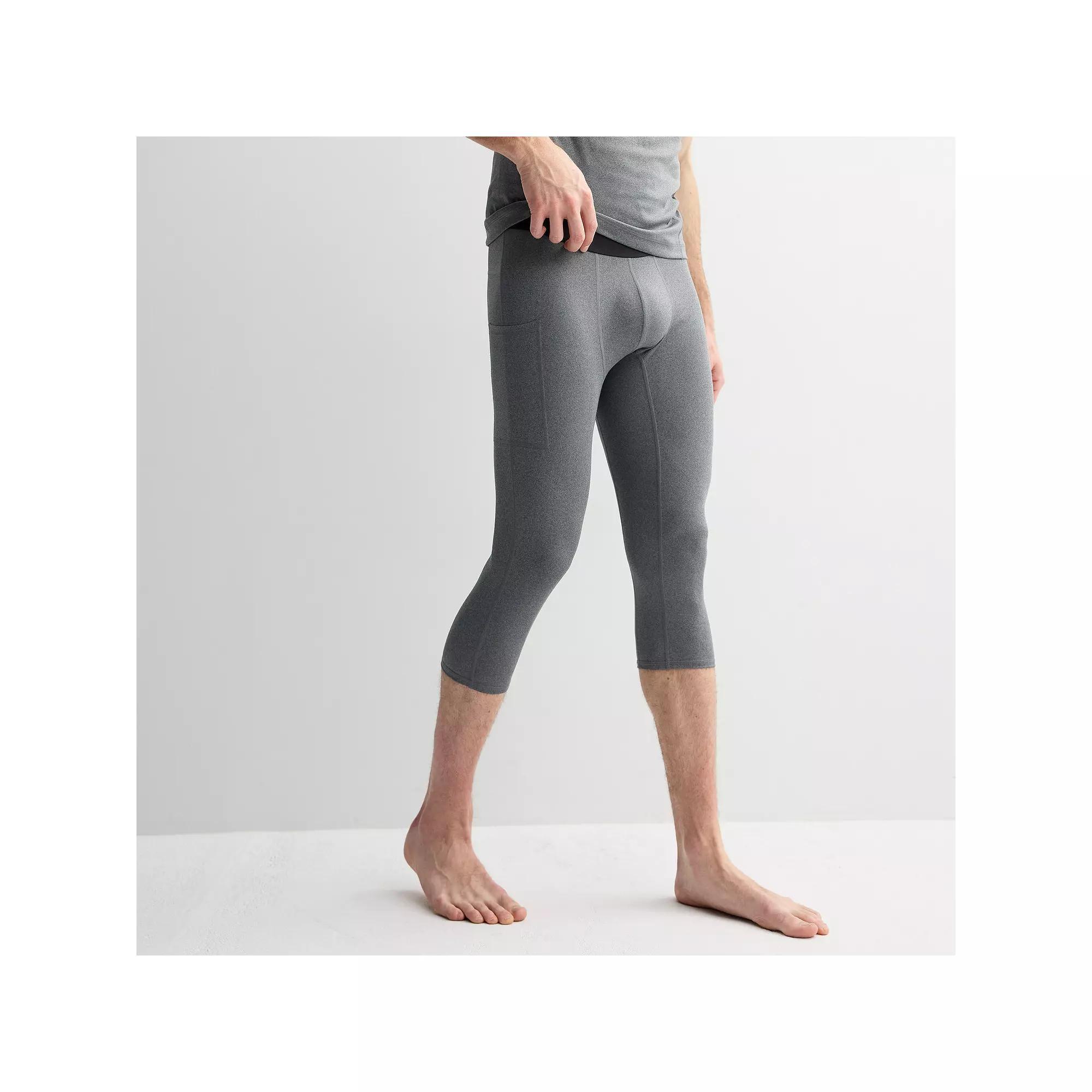 Men's Tek Gear® Base Layer 3/4 Tights, Size: XXL, Grey Texture Product Image