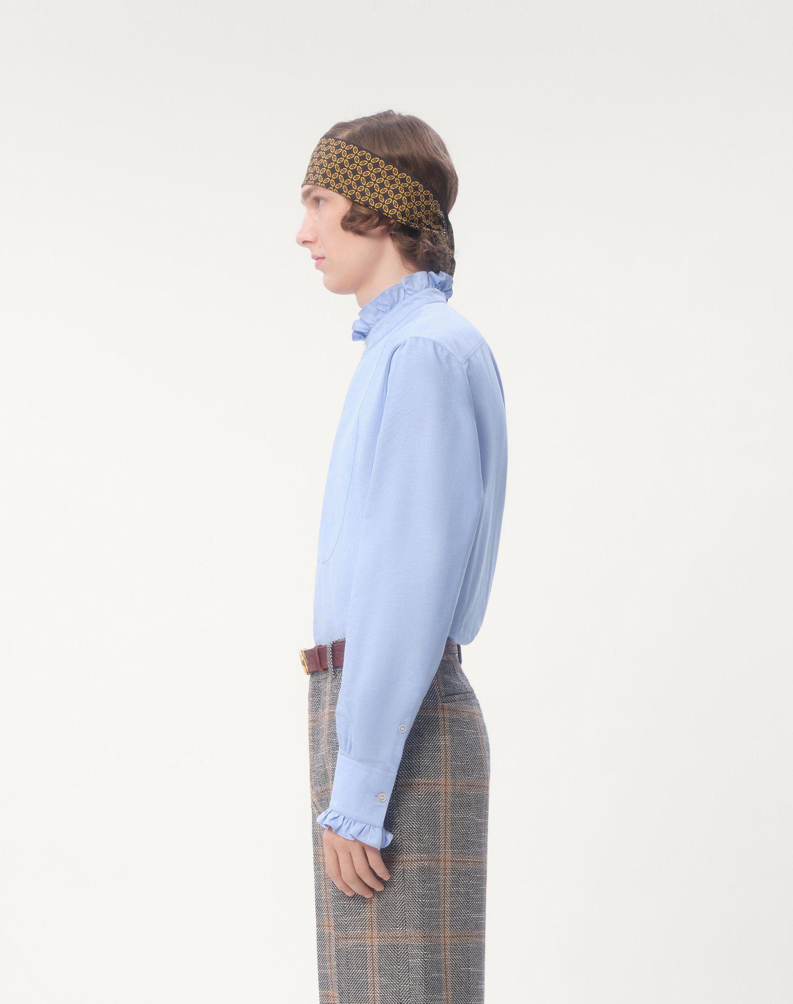 Cotton Shirt With Plastron And Ruffles Product Image
