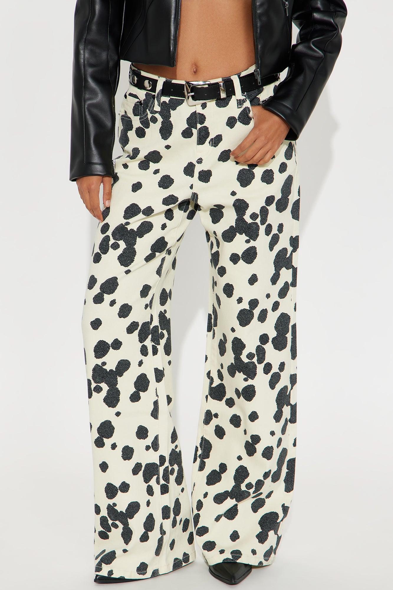 Something Sweet Baggy Printed Jeans - Black/White Female Product Image