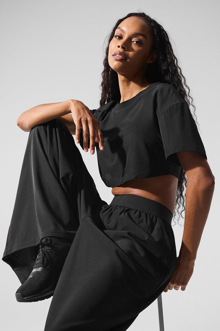 Mesh Cropped Mirage Tee - Black Female Product Image