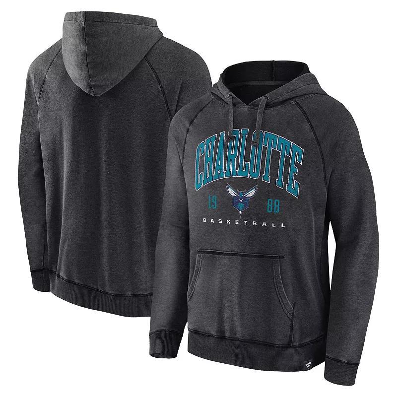 Men's Fanatics Branded Heather Charcoal Charlotte Hornets Foul Trouble Snow Wash Raglan Pullover Hoodie, Size: 3XL, Chr Charco Product Image
