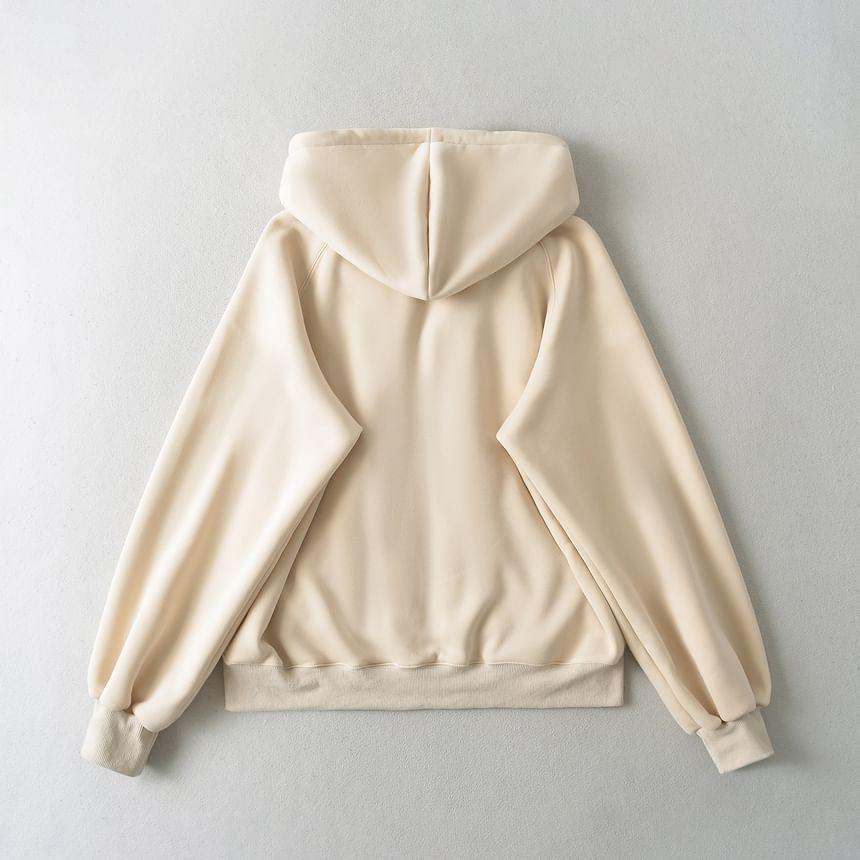 Drawstring Plain Zip Up Hoodie Product Image
