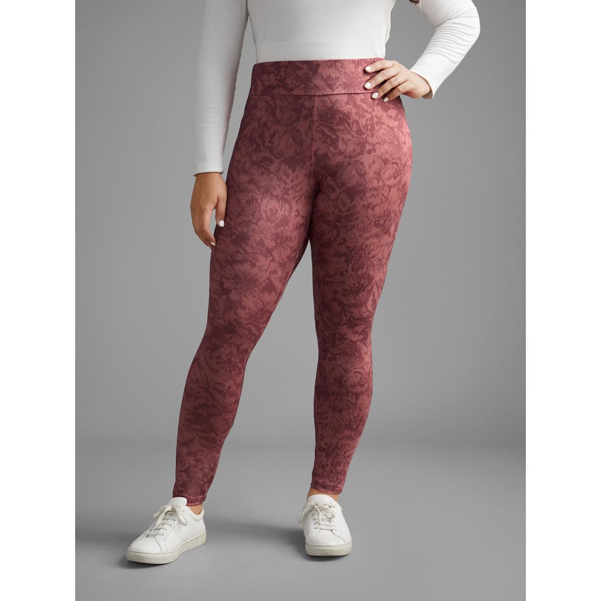 Plus Size Textured Mid Rise Skinny Leggings Women Rouge Elegant High stretch Skinny Mid Rise Everyday Leggings BloomChic 14-16/1X Product Image