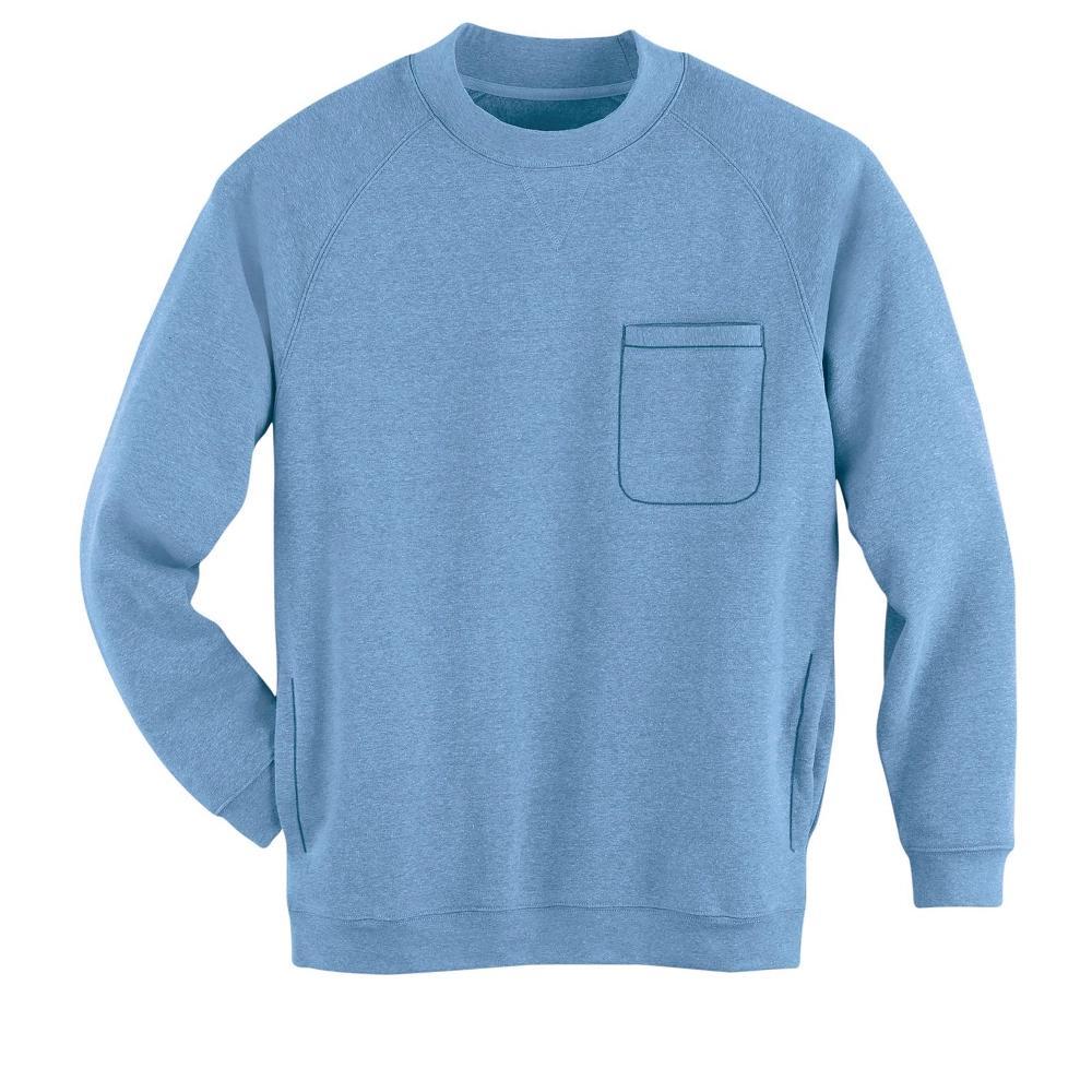 Collections Etc Men's Chest Pocket Comfortable Crewneck Sweatshirt Large Blue Product Image