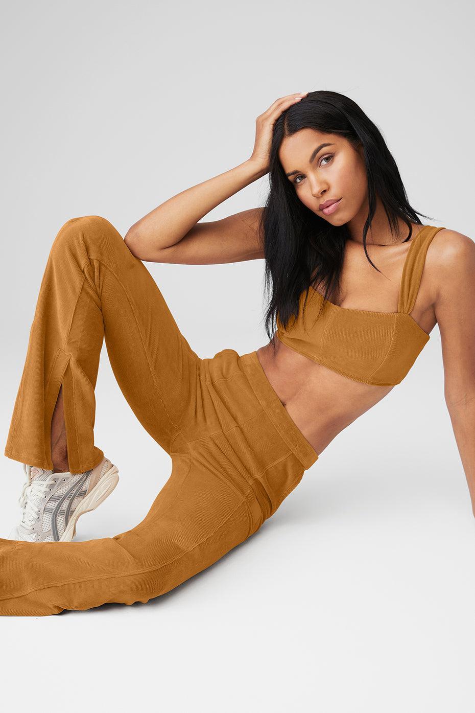 Alo Yoga | Micro Corduroy Winter Break Bra Brown Product Image