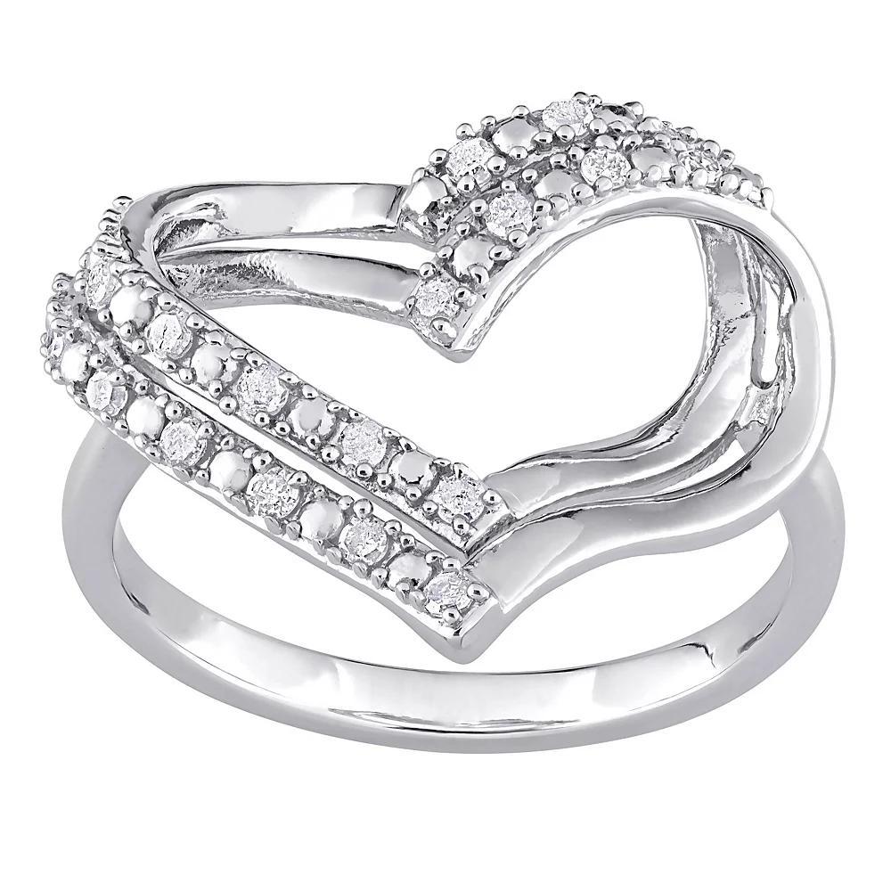 Stella Grace Sterling Silver 1/5 Carat T.W. Diamond Heart Ring, Women's, Size: 9 Product Image