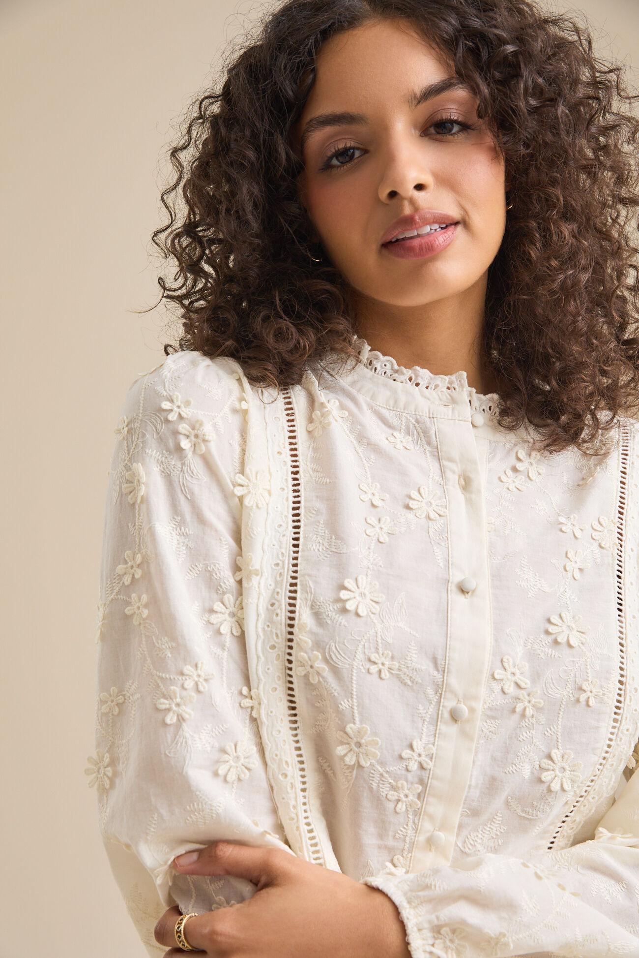 Mallory Embroidered Button-Up Blouse Product Image