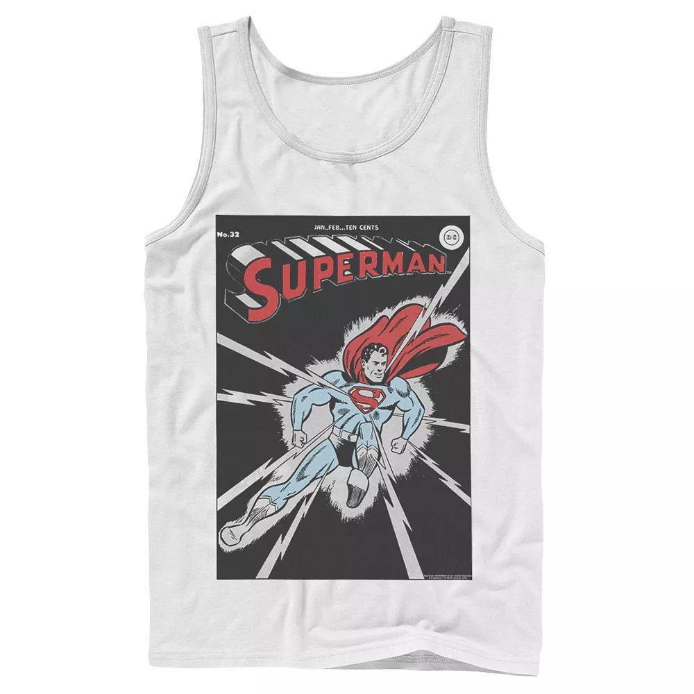 Men's DC Comics Superman No. 32 Comic Cover Poster Tank Top, Size: Large, White Product Image