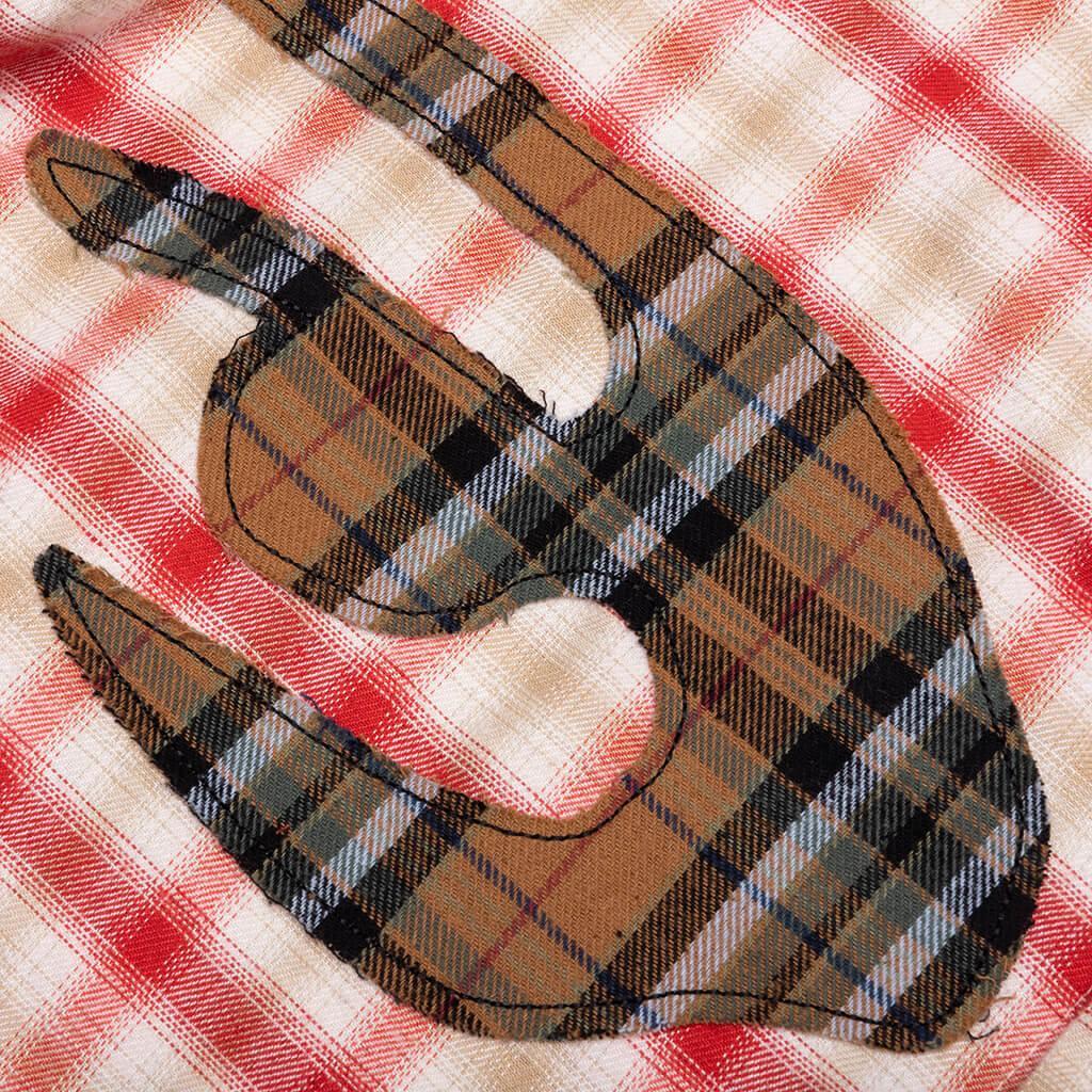 Patchwork Face Flannel Shirt - Red Male Product Image