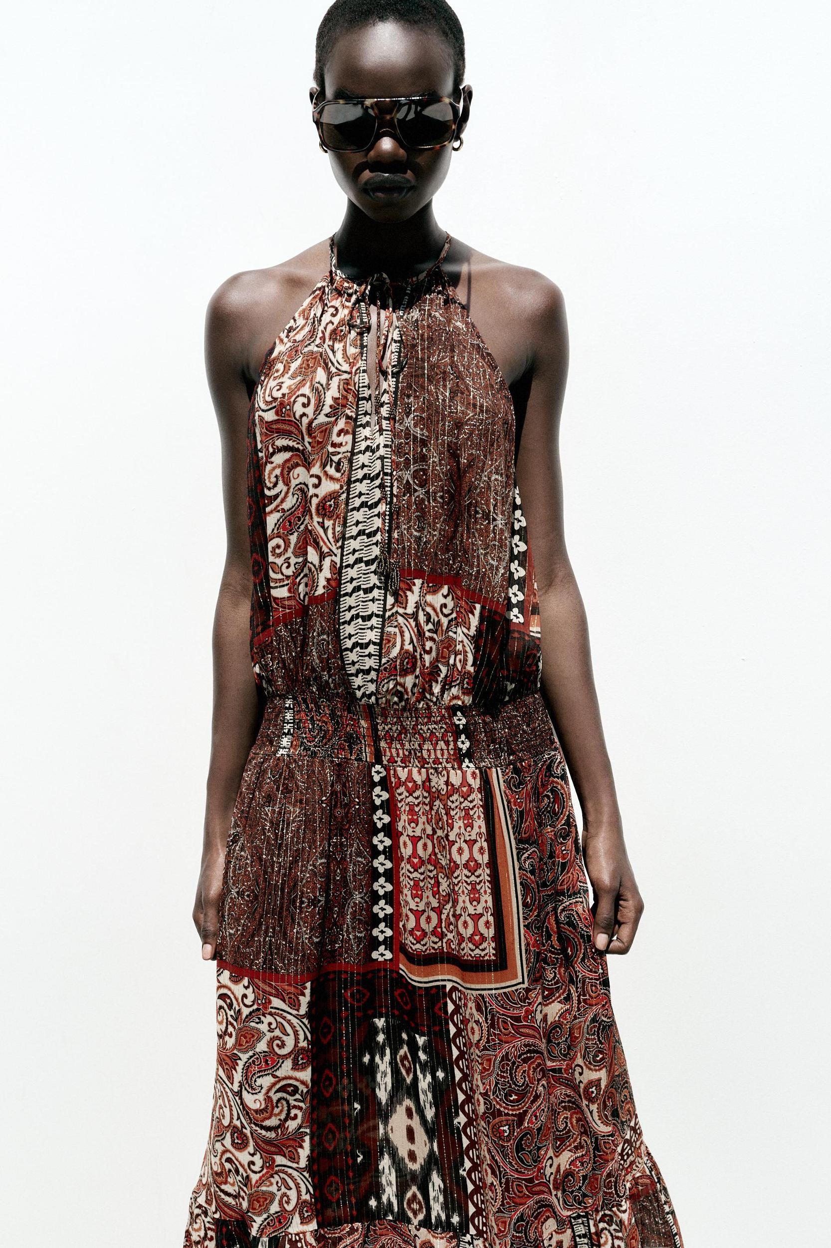 METALLIC THREAD PRINT DRESS Product Image