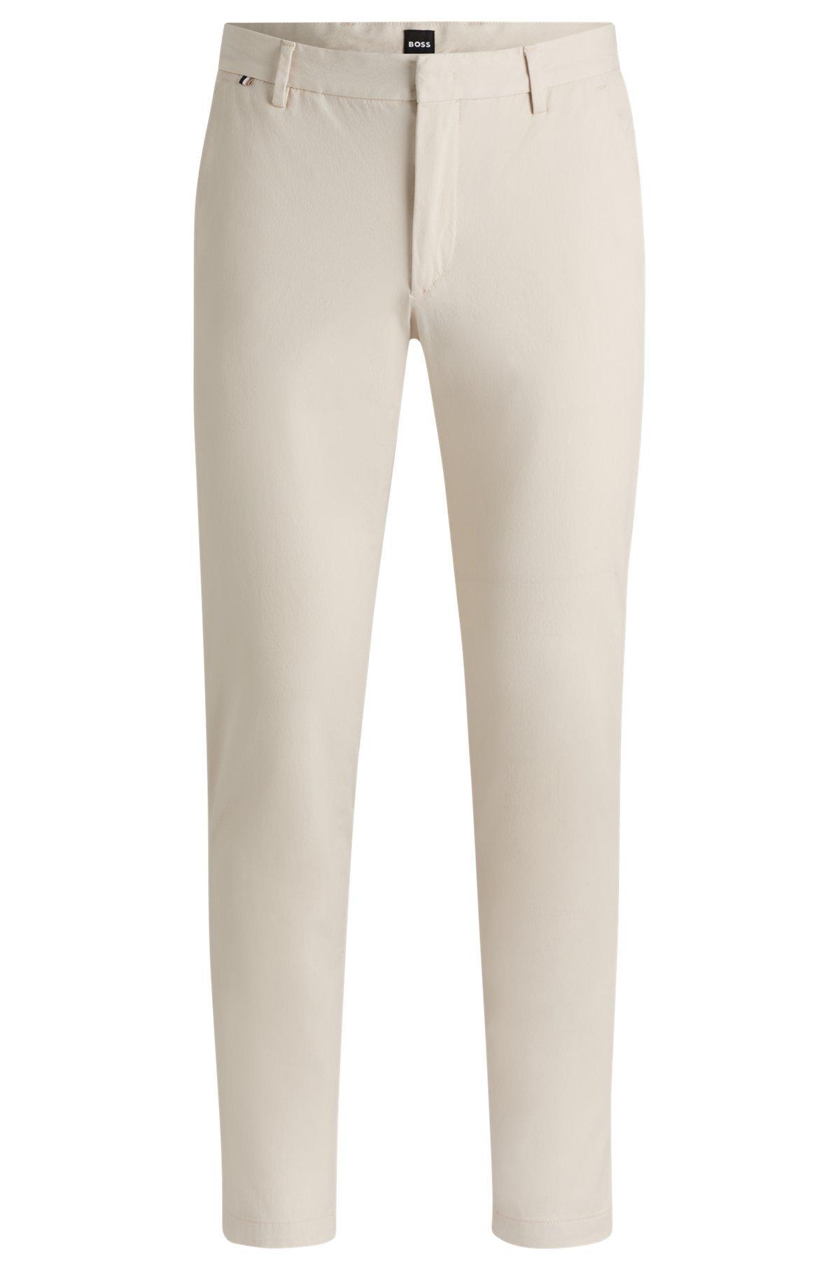 BOSS - Slim-fit trousers in stretch cotton - White Product Image