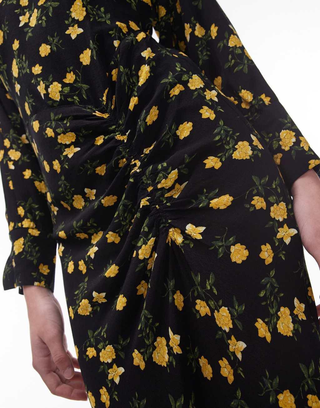Topshop ruch front detail midi dress Product Image