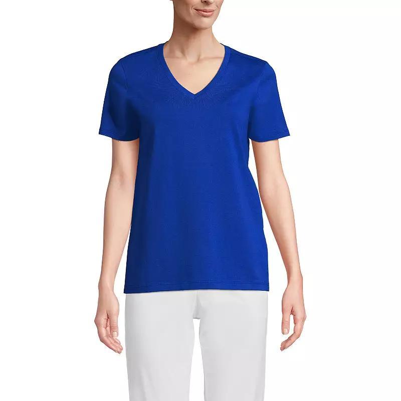 Women's Lands' End Relaxed-Fit Supima Cotton V-Neck Tee, Size: Small Tall, Blue Blossoms Product Image