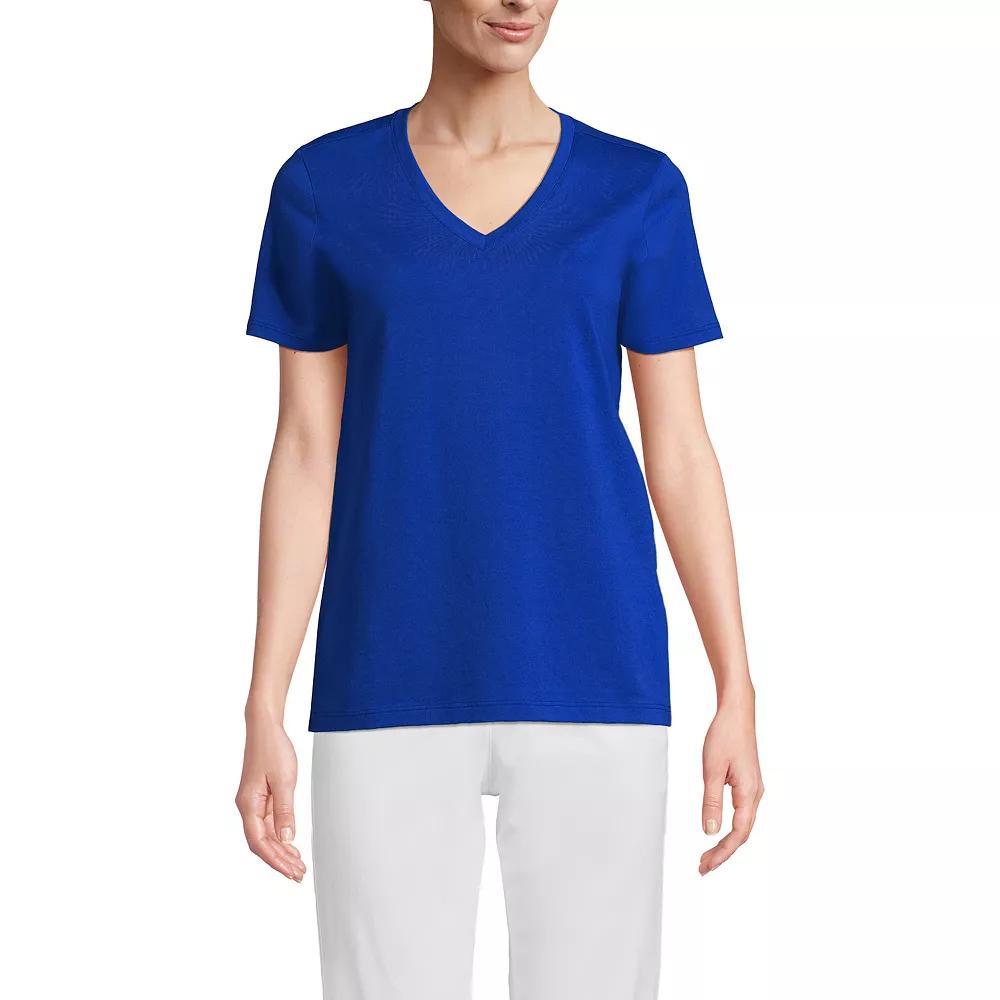 Women's Lands' End Relaxed-Fit Supima Cotton V-Neck Tee, Size: Small Tall, Blue Blossoms Product Image