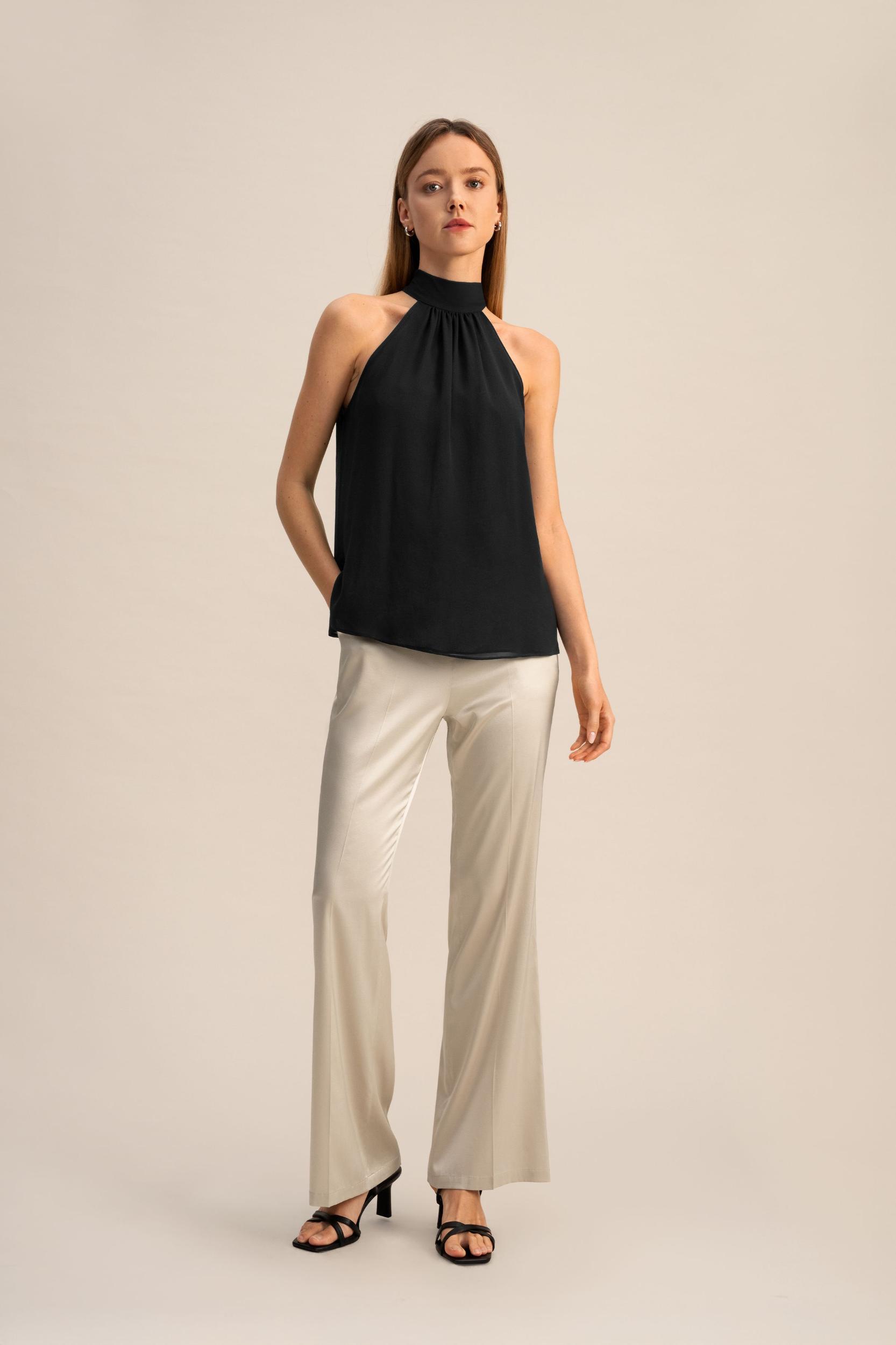 Silk Georgette Halter Neck Top Product Image