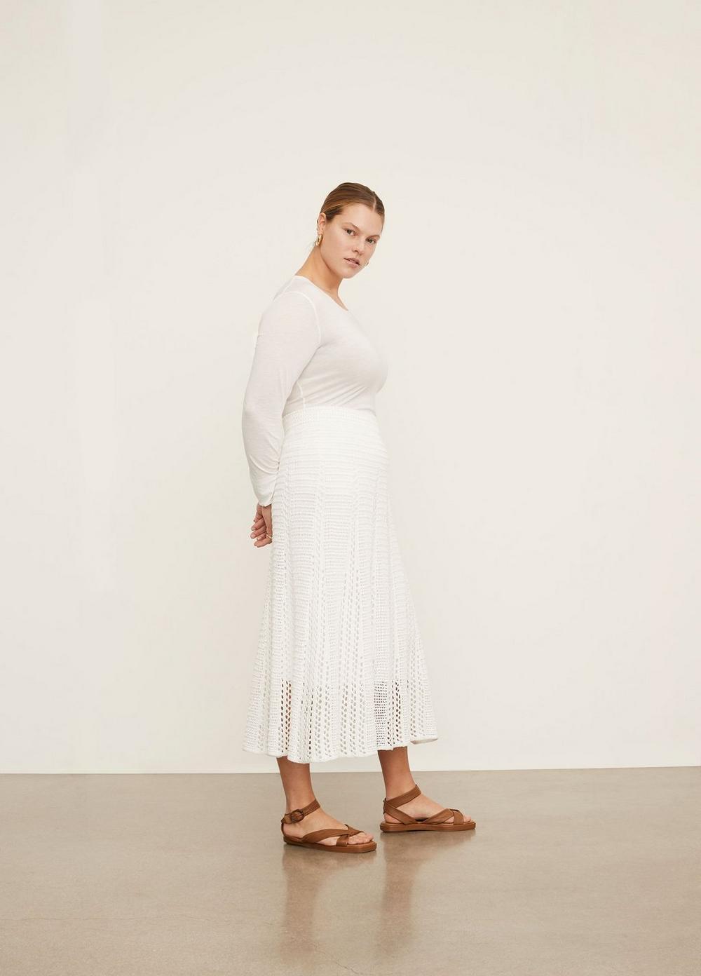 Womens Godet Crochet Skirt, Optic White, Size 1XL Vince Product Image