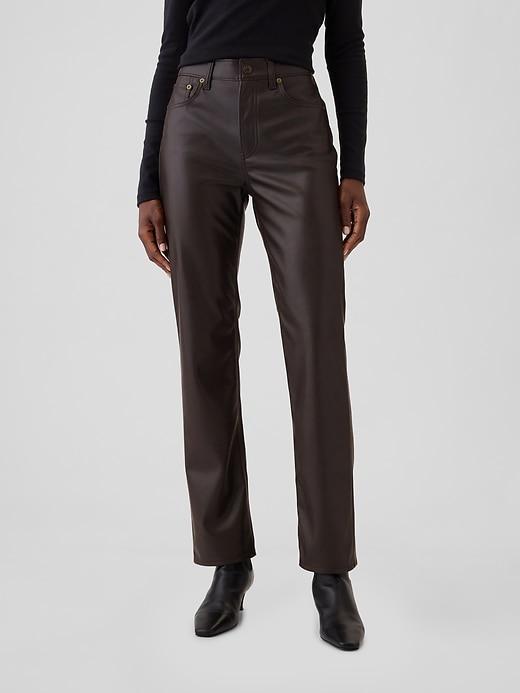 High Rise Recycled Vegan Leather '90s Straight Pants Product Image