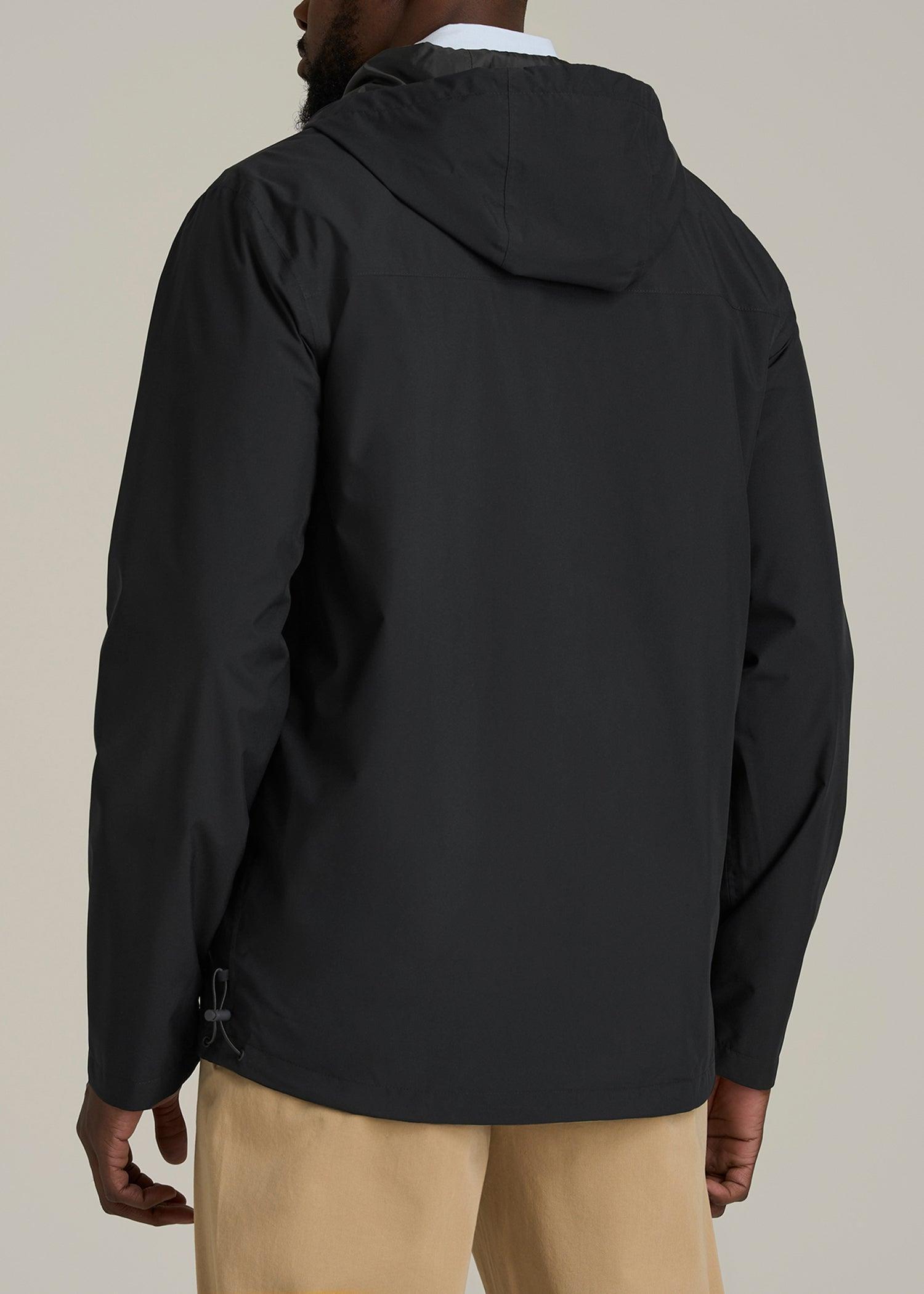 Lightweight Rain Jacket for Tall Men in Black Product Image