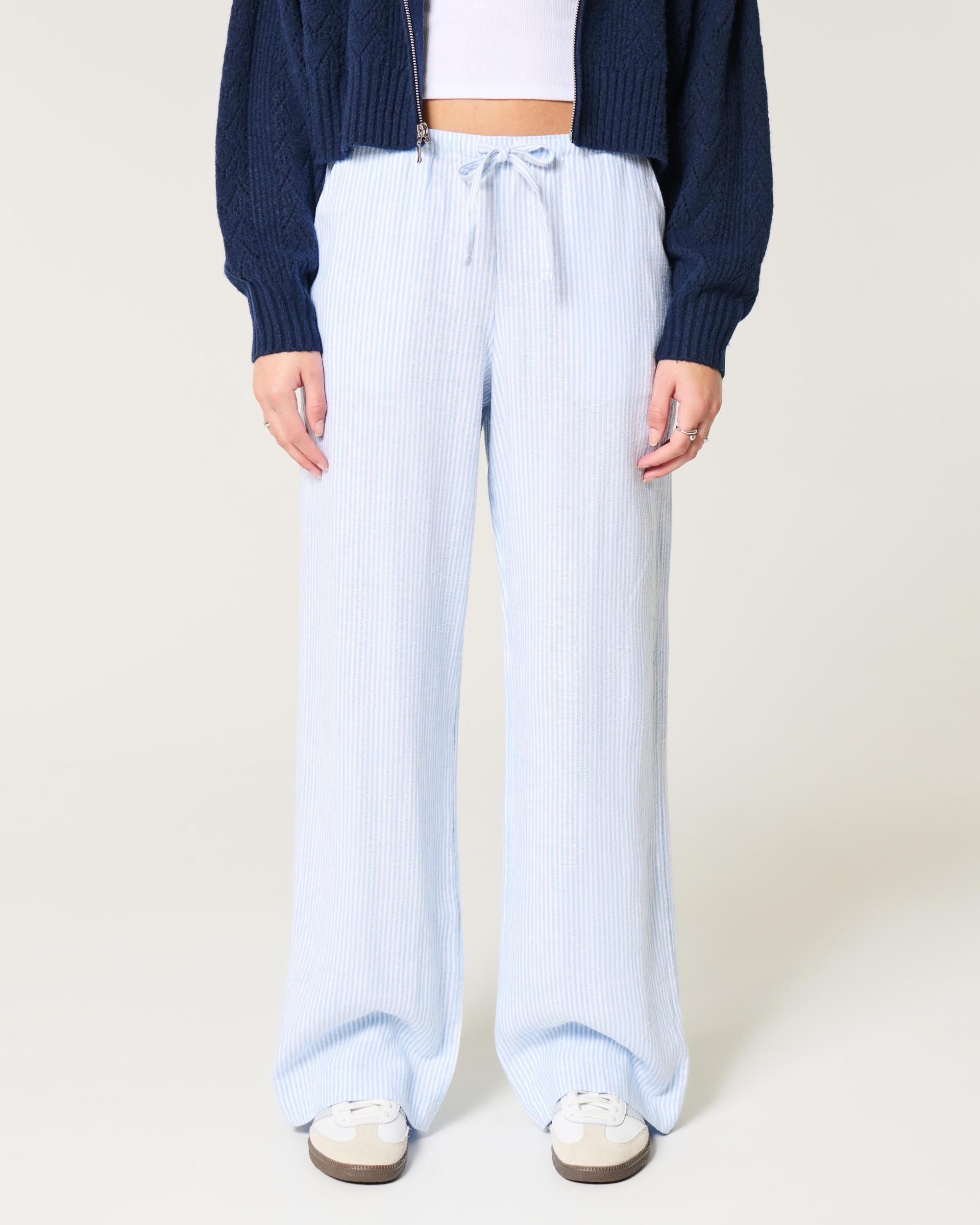 Linen-Blend Pull-On Baggy Pants Product Image