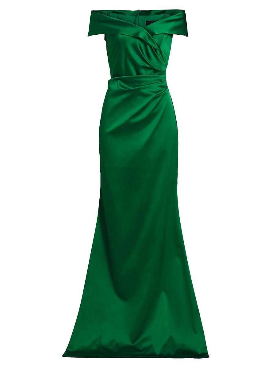 Womens Satin Off-The-Shoulder Gown Product Image