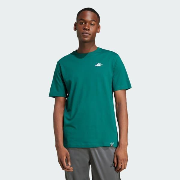 adidas Lounge Mini Embroidery Graphic Tee Collegiate Green S Mens Product Image