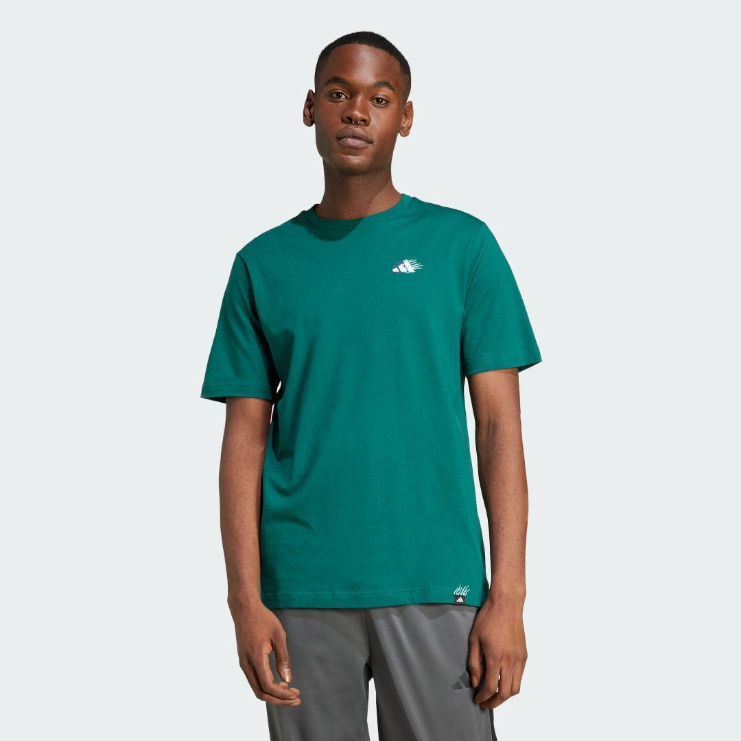 adidas Lounge Mini Embroidery Graphic Tee Collegiate Green S Mens Product Image