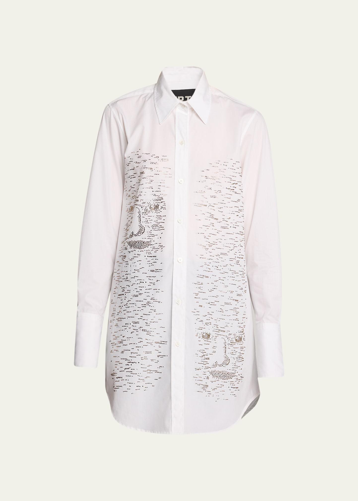 Bark Man Long Classic Button-Front Shirt with Crystal Embellishment Product Image