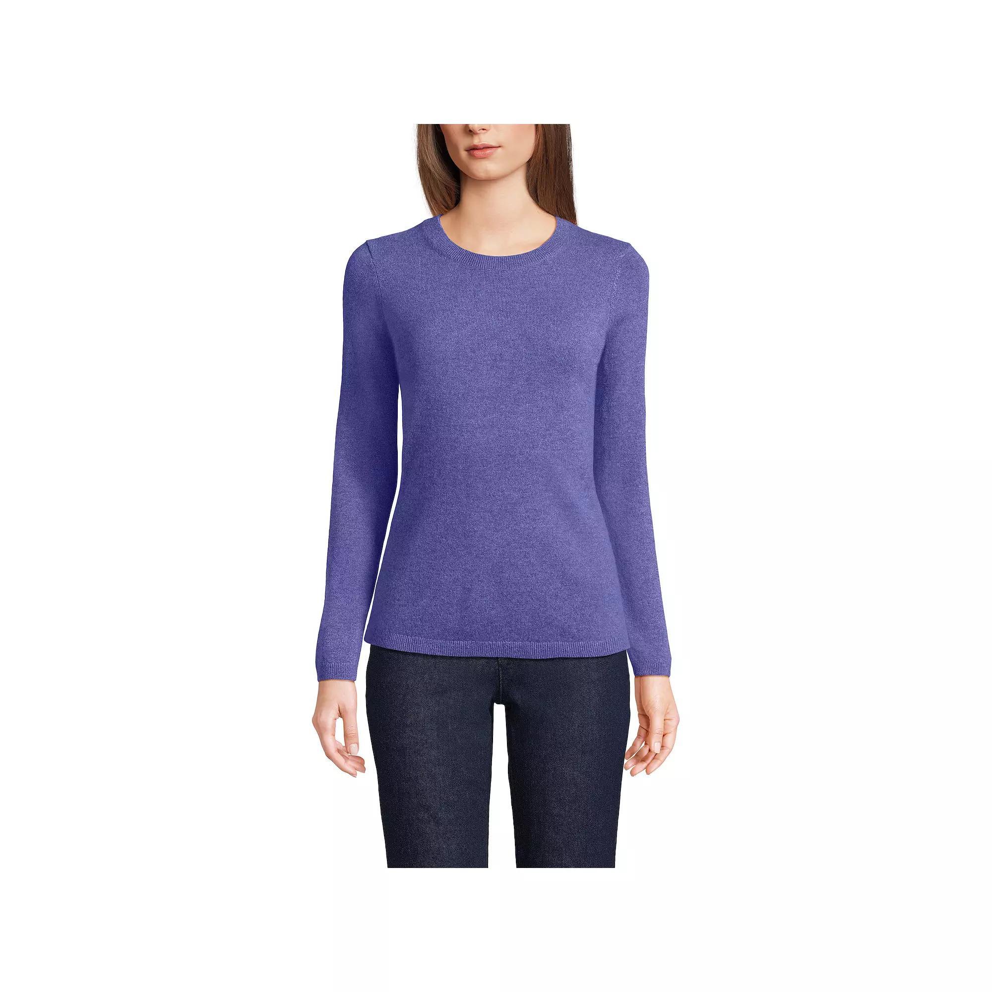 Women's Lands' End Crewneck Cashmere Sweater, Size: Medium, Gray Grey Product Image