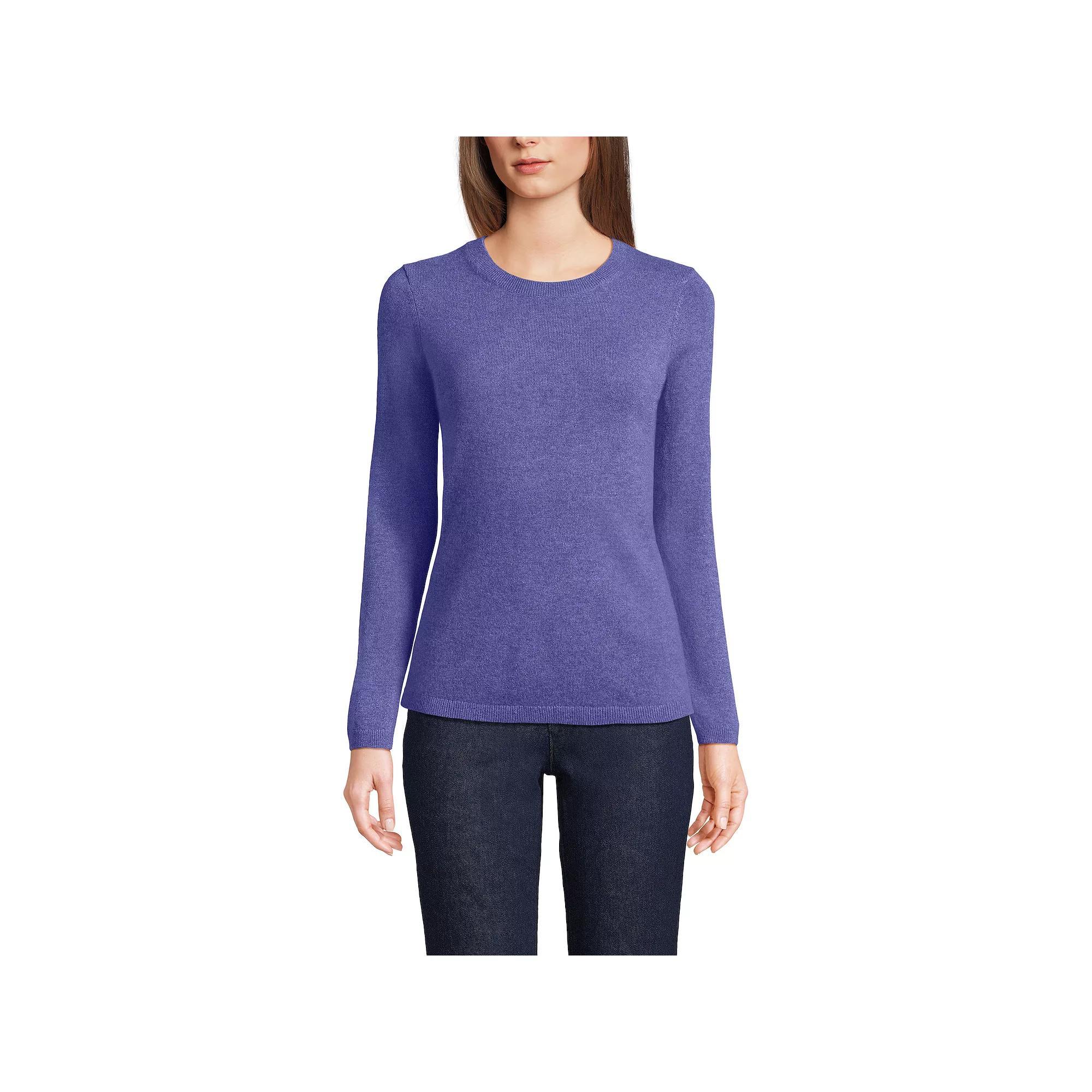 Women's Lands' End Crewneck Cashmere Sweater, Size: Medium, Gray Grey Product Image
