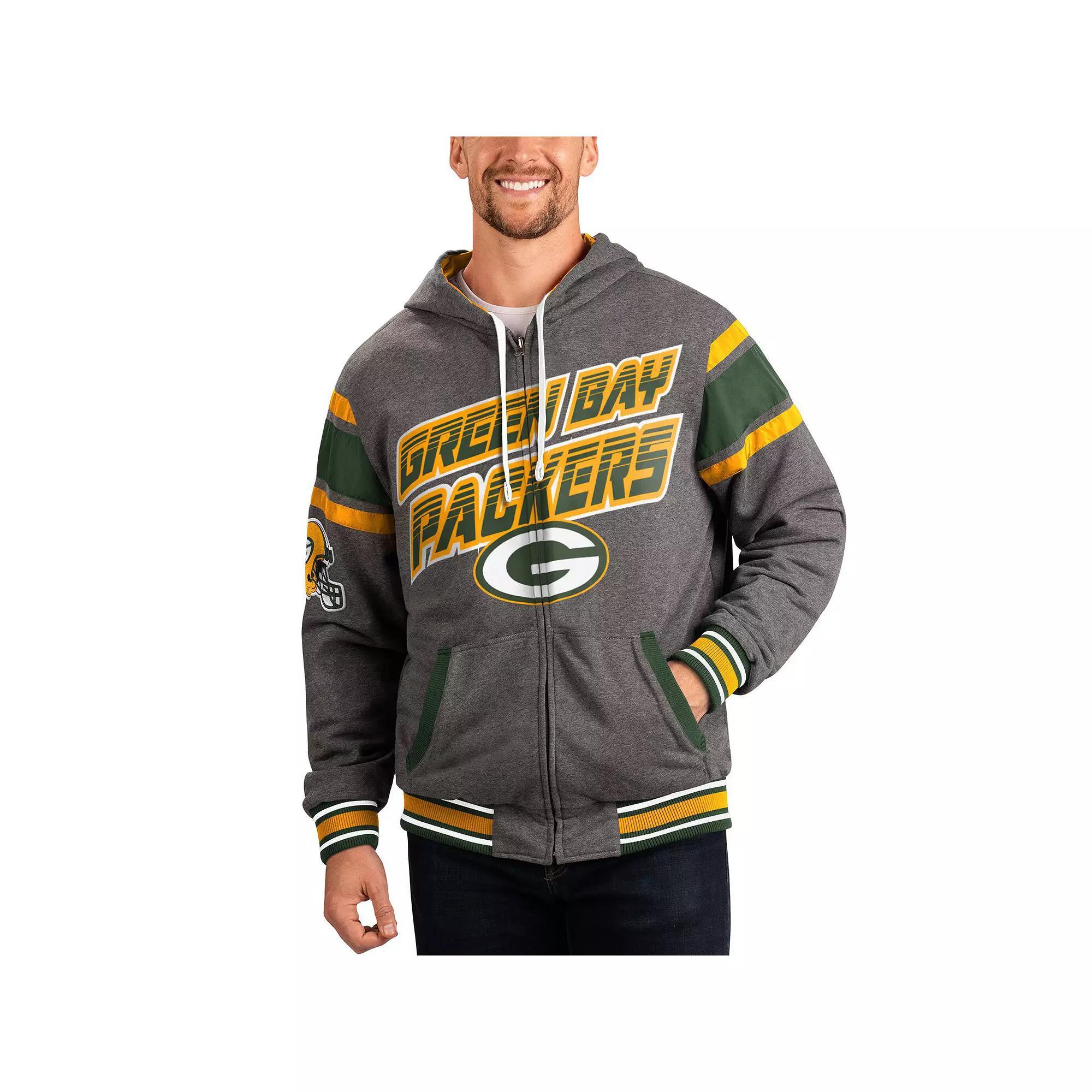 Men's G-III Sports by Carl Banks Green/Gray Green Bay Packers Extreme Full Back Reversible Hoodie Full-Zip Jacket, Size: XL Product Image