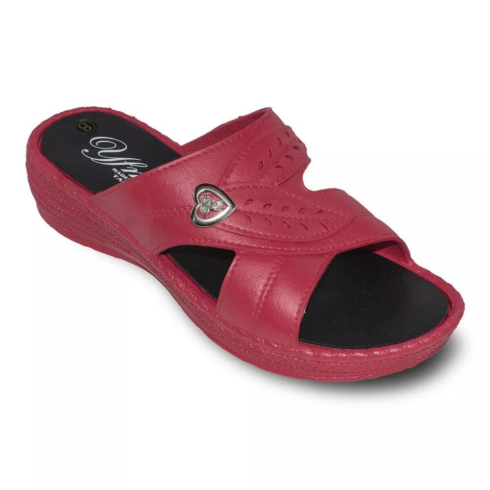 YFM Women's Low Heel Slide Sandals, Size: 8, Red Product Image