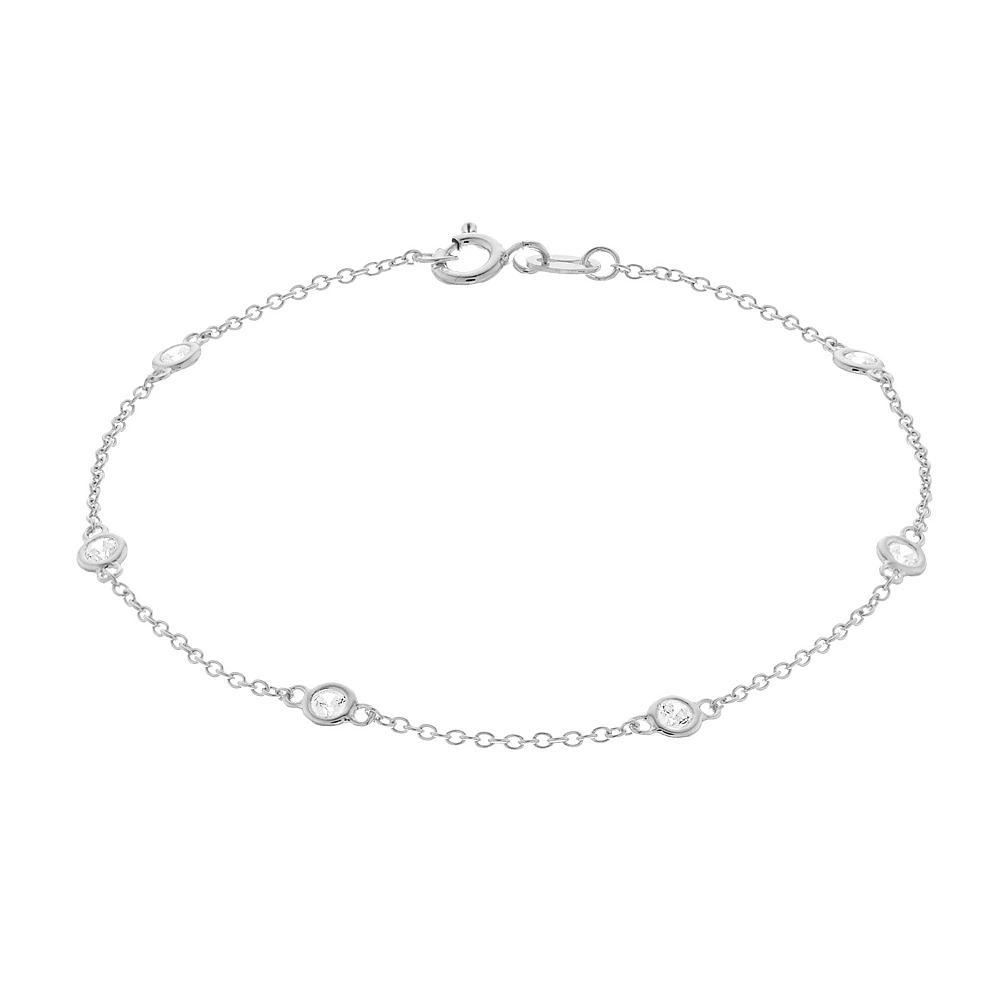 Rosabella Sterling Silver Cubic Zirconia Station Bracelet, Women's, Size: 7" Product Image