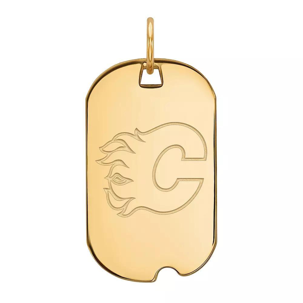 LogoArt Calgary Flames Sterling Silver Small Dog Tag, Women's, Size: 18 mm, Gold Tone Product Image