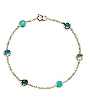 Womens 18K Green Gold & Multi-Gemstone Station Bracelet Product Image