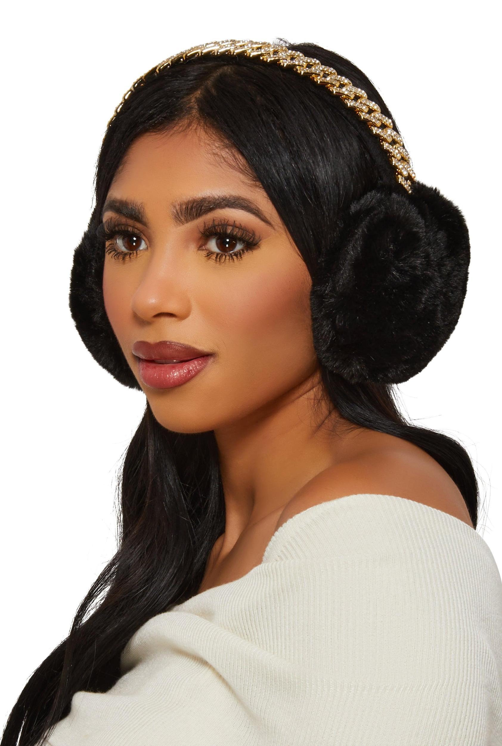 Rhinestone Chain Link Earmuffs Female Product Image