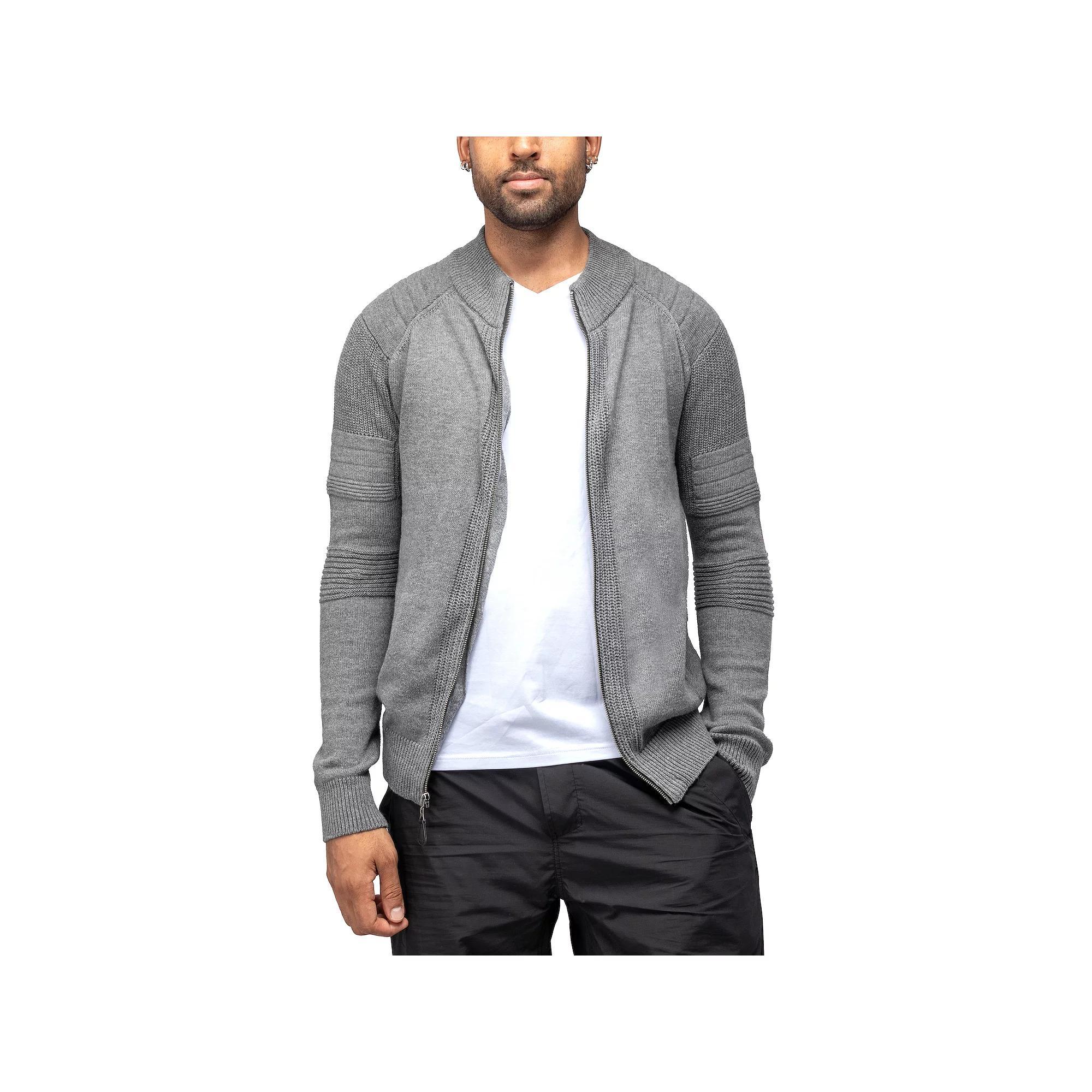 Men's Xray Zip-Up Sweater With Stand-Up Collar, Size: 6XL, Grey Gray Product Image