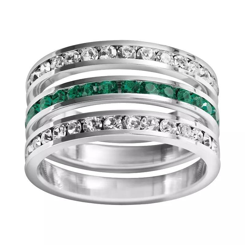Traditions Jewelry Company Sterling Silver Crystal Eternity Ring Set, Womens White Blue Product Image