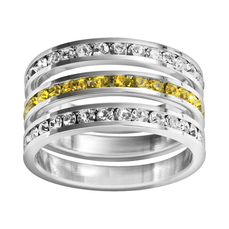 Traditions Jewelry Company Sterling Silver Crystal Eternity Ring Set, Womens White Blue Product Image