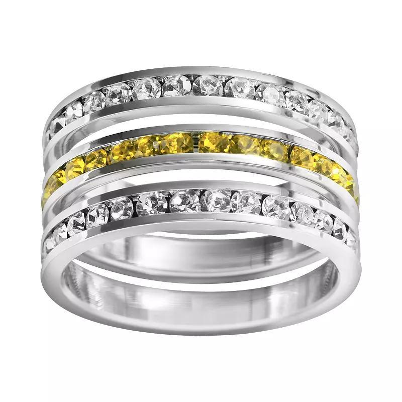Traditions Jewelry Company Sterling Silver Crystal Eternity Ring Set, Womens White Blue Product Image