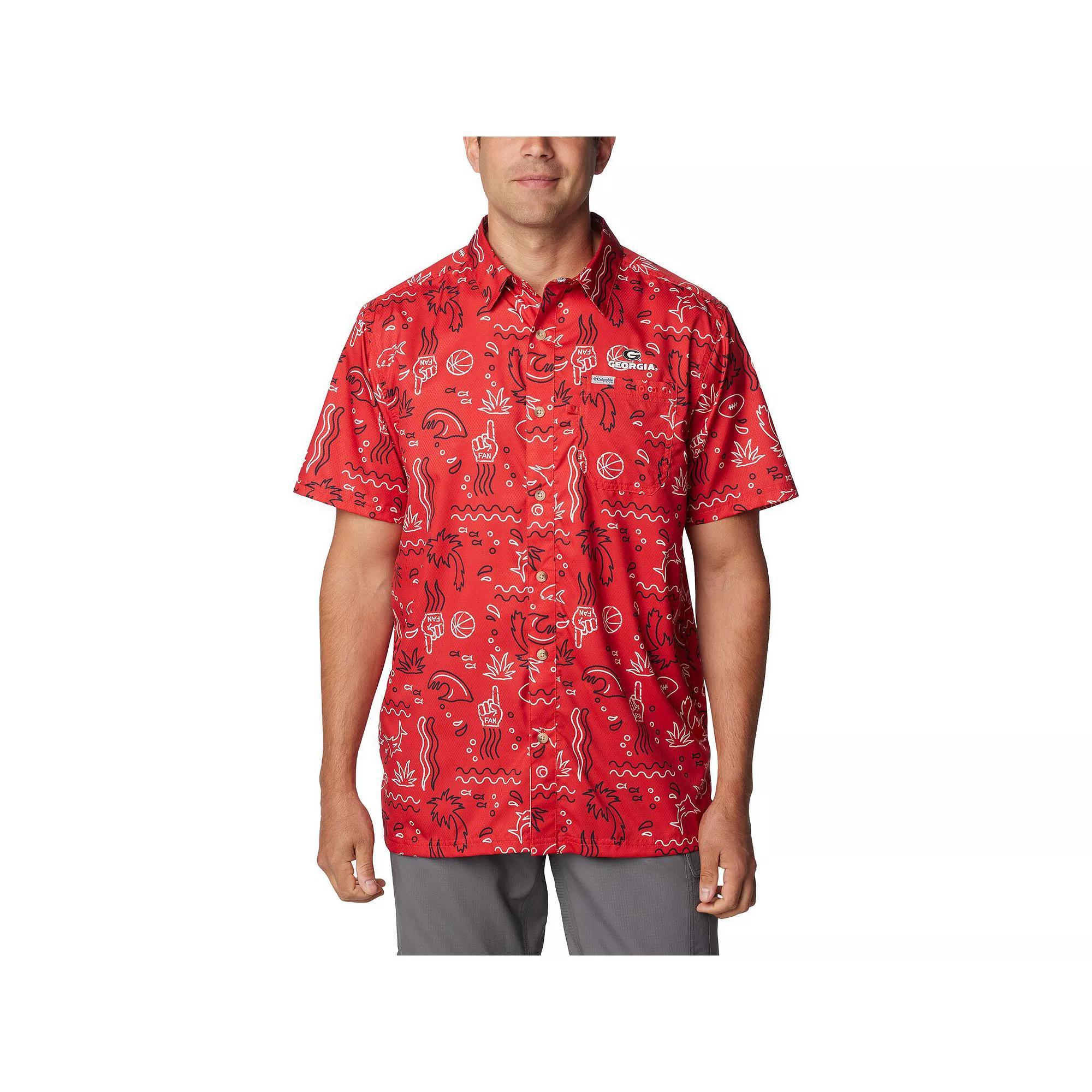 Men's Columbia Red Georgia Bulldogs Super Slack Tide Omni-Wick Button-Up Shirt, Size: Large Product Image